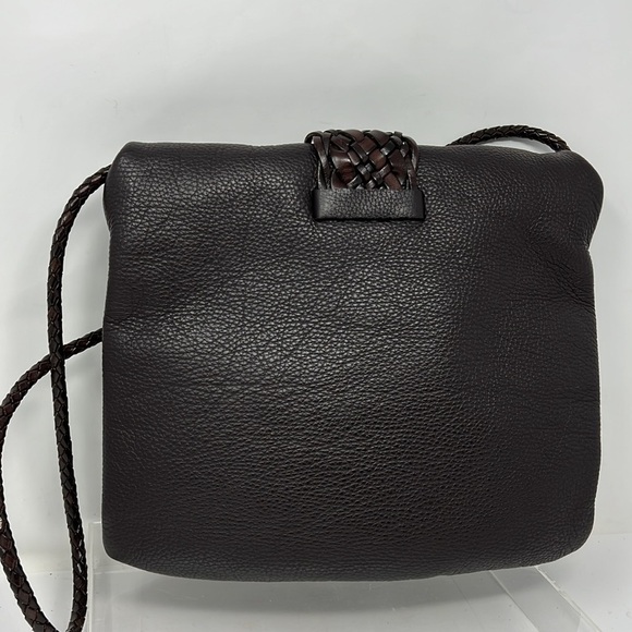 Desmo Brown Pebbled Leather Foldover Shoulder Crossbody Bag - Picture 7 of 11